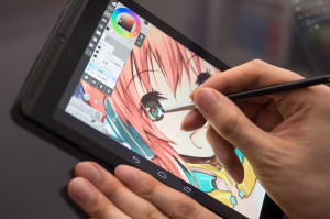 SHIELDタブレットのスタイラスを使い、デスクトップPCで使っているツールとよく似たLayerPaint HDアプリで描かれたモバイルペイント（refeia氏提供） 